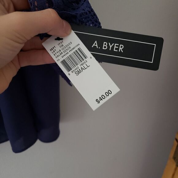 A. Byer Off Shoulder Top Denim Blue S - Picture 3 of 7